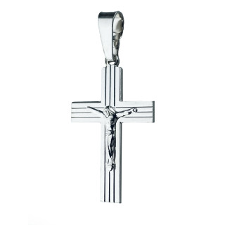 Silber Anhänger Kreuz mit Jesus Christus Erstkommunion Taufe