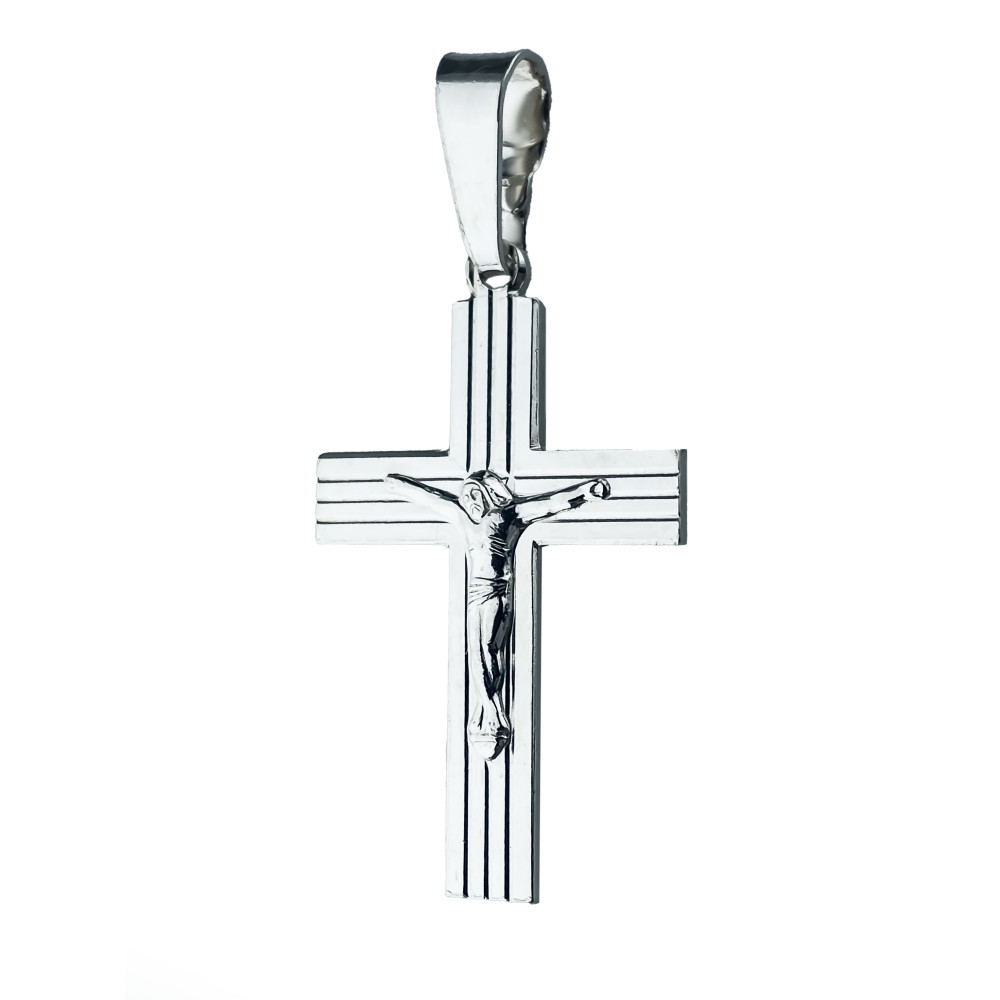 Silber Anhänger Kreuz mit Jesus Christus Erstkommunion Taufe
