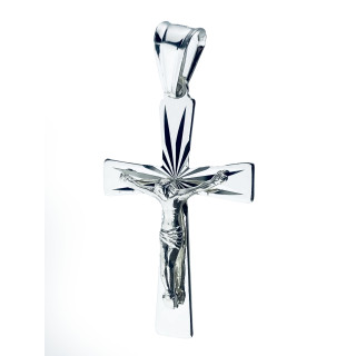 Silber Anhänger Kreuz mit Jesus Christus Erstkommunion Taufe