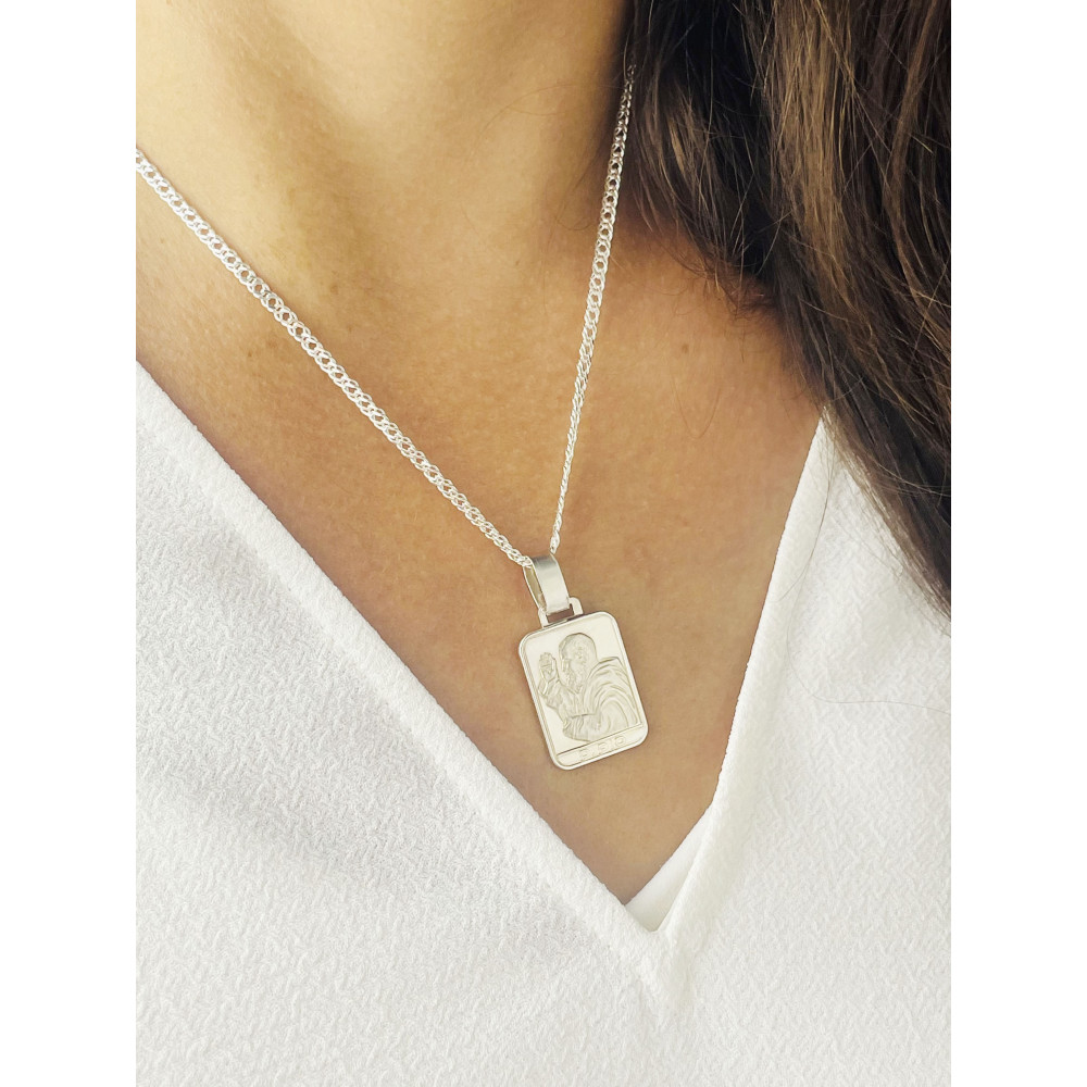 Srebrny Medalik Ojciec Pio Komunia Chrzest