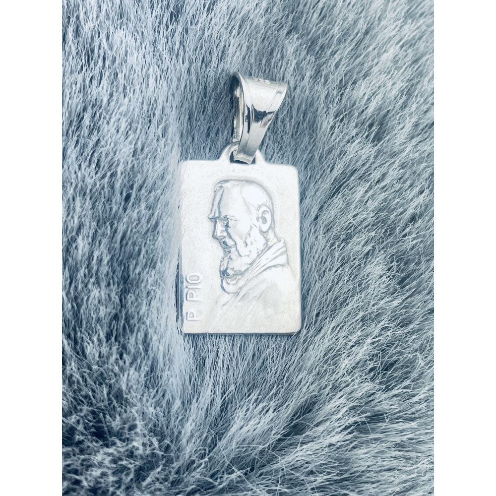 Srebrny Medalik Ojciec Pio Komunia Chrzest