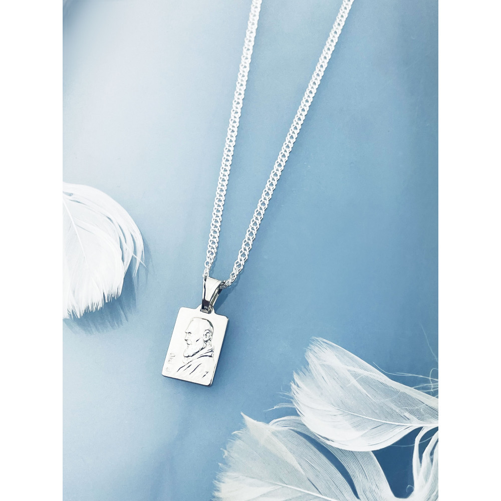 Srebrny Medalik Ojciec Pio Komunia Chrzest