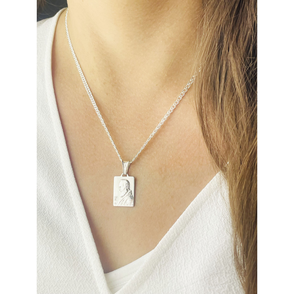 Srebrny Medalik Ojciec Pio Komunia Chrzest