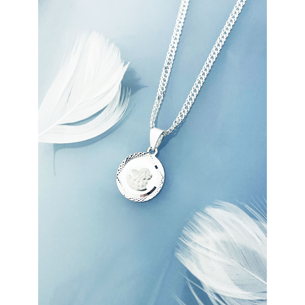 Srebrny Medalik Aniołek Cherubinek Komunia Chrzest