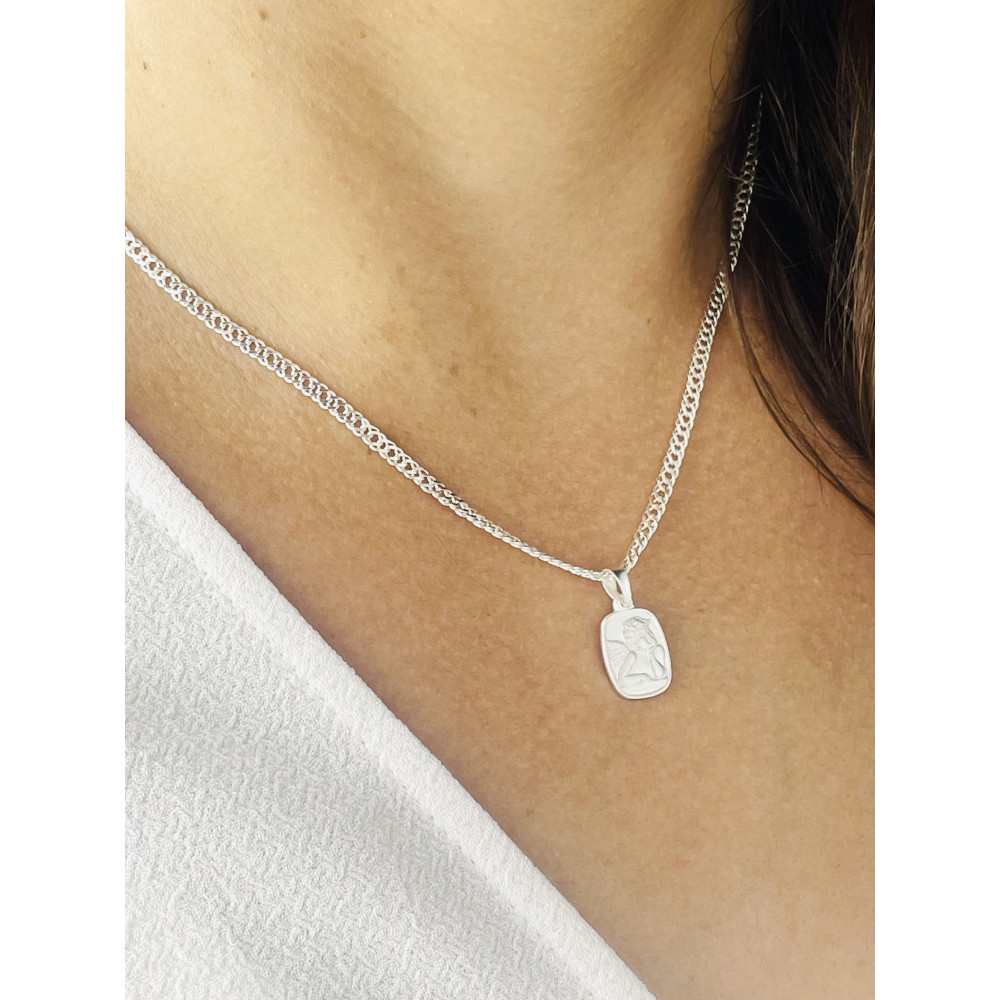 Srebrny Medalik Aniołek Cherubinek Komunia Chrzest