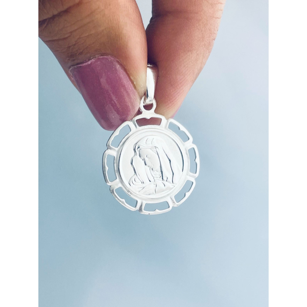 Silber Anhänger Madonna Maria mit Jesuskind Erstkommunion 925er