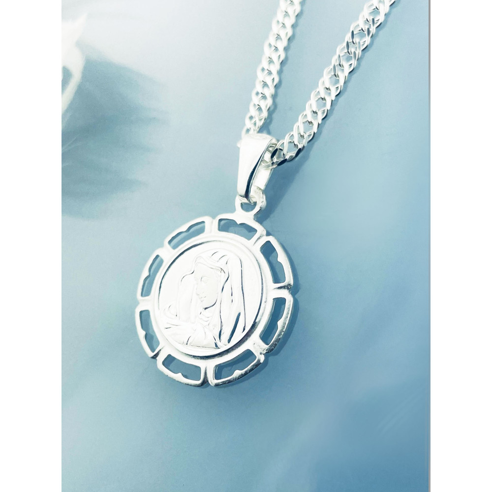 Silber Anhänger Madonna Maria mit Jesuskind Erstkommunion 925er