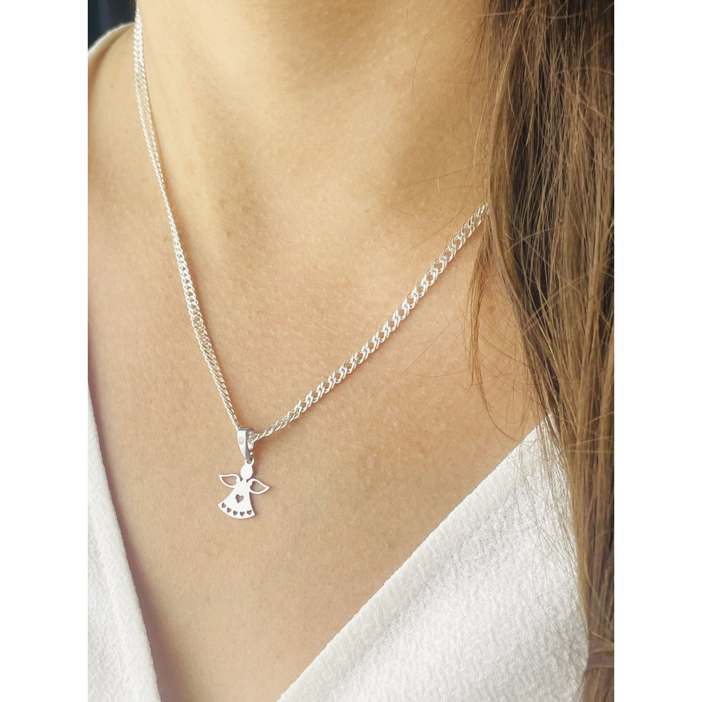 925 Silber Damen Medaillon Anhänger Engel mit Zirkonia