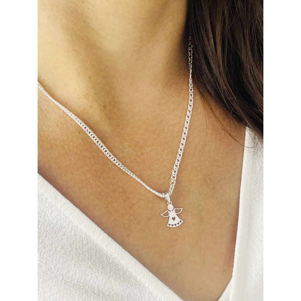 925 Silber Damen Medaillon Anhänger Engel mit Zirkonia