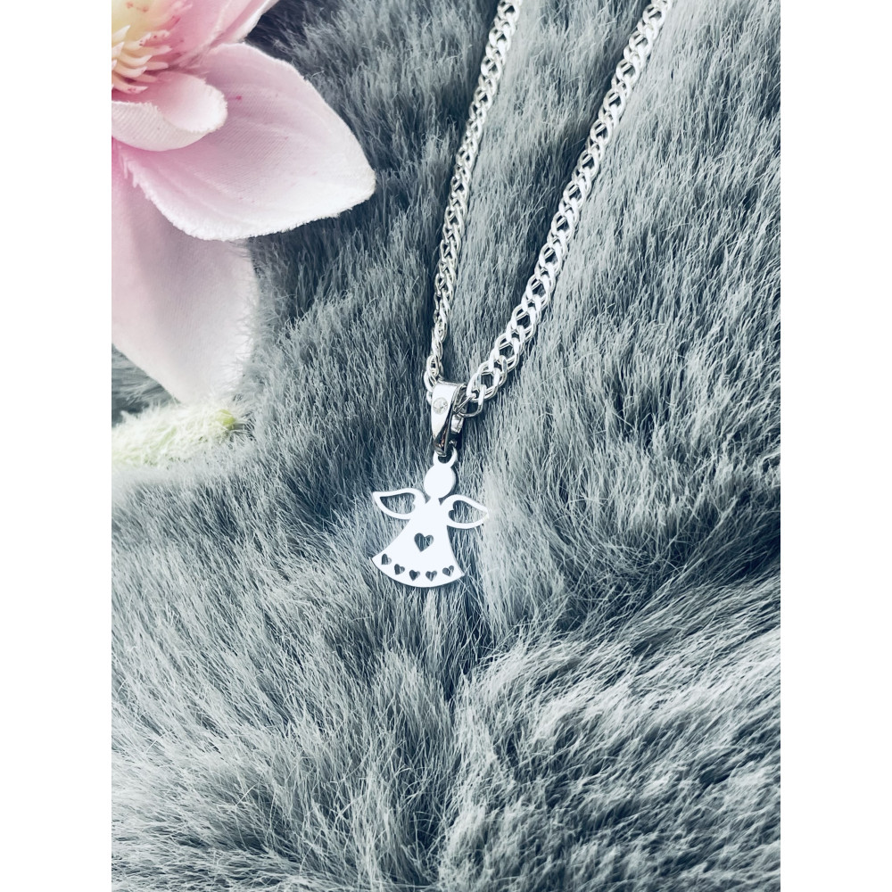 925 Silber Damen Medaillon Anhänger Engel mit Zirkonia