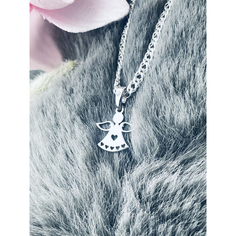 925 Silber Damen Medaillon Anhänger Engel mit Zirkonia