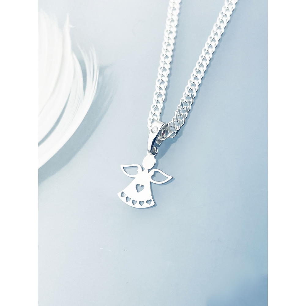 925 Silber Damen Medaillon Anhänger Engel mit Zirkonia