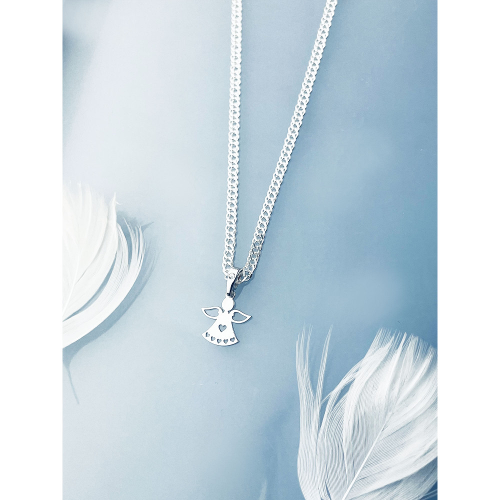 925 Silber Damen Medaillon Anhänger Engel mit Zirkonia