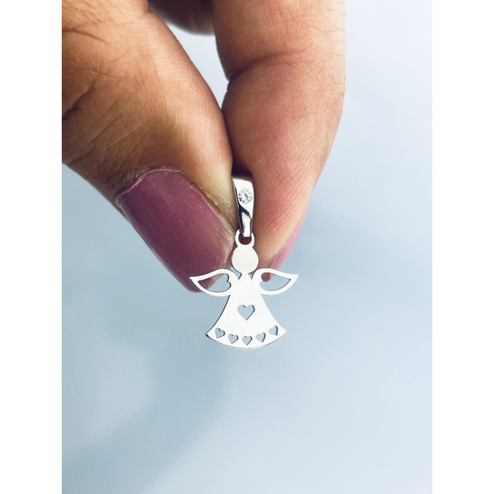 925 Silber Damen Medaillon Anhänger Engel mit Zirkonia