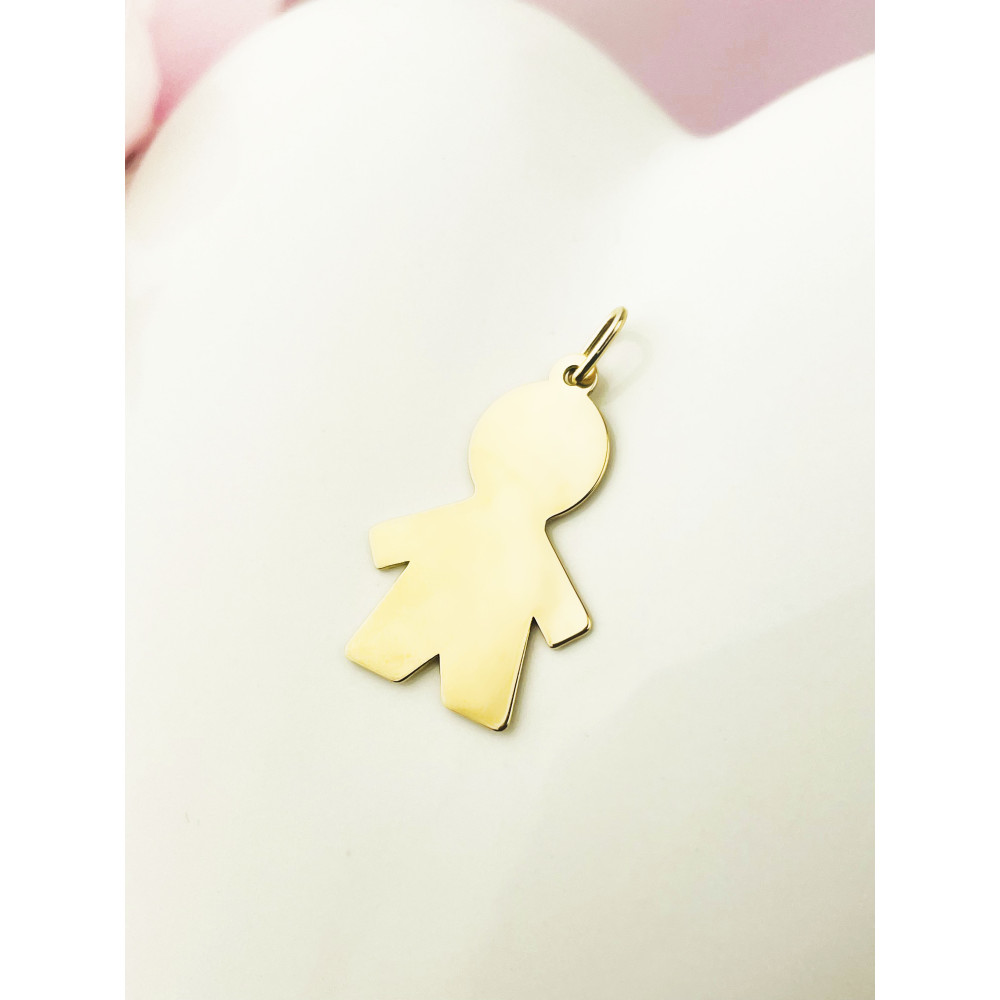 Złoty wisiorek dla mamy dziecko chłopiec zawieszka gładka polerowana