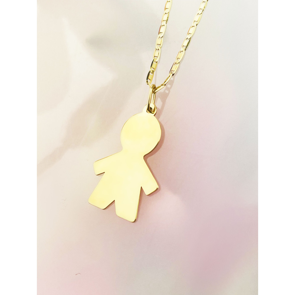 Złoty wisiorek dla mamy dziecko chłopiec zawieszka gładka polerowana