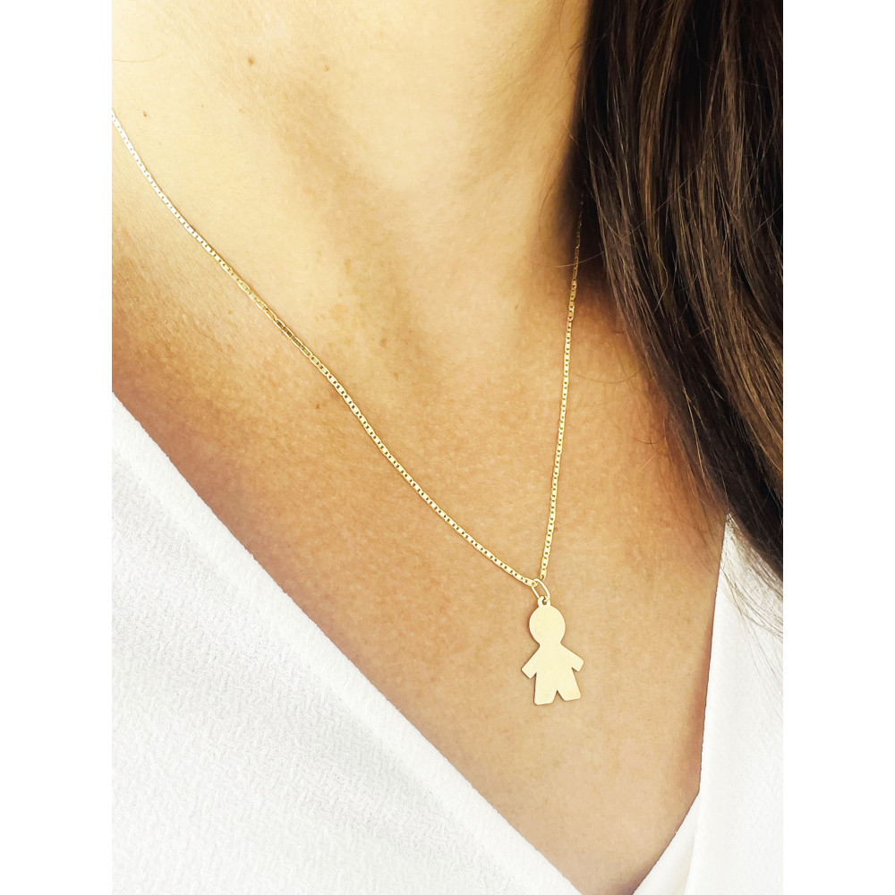 Złoty wisiorek dla mamy dziecko chłopiec zawieszka gładka polerowana