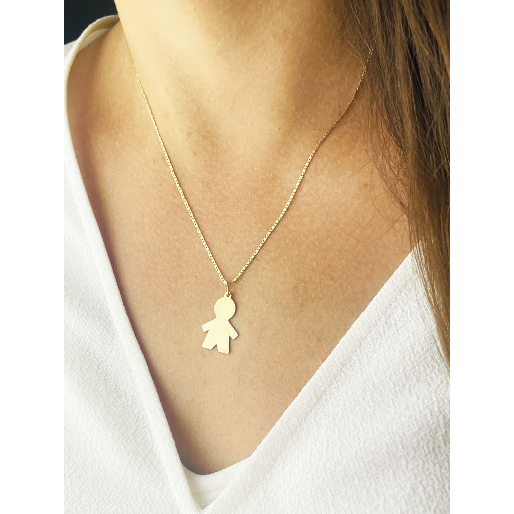 Złoty wisiorek dla mamy dziecko chłopiec zawieszka gładka polerowana