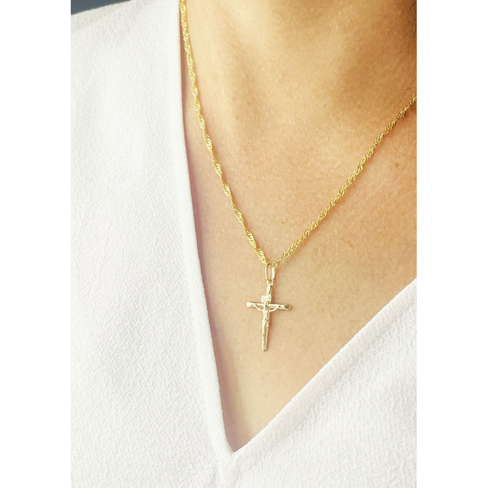 Goldanhänger Kettenanhänger Gold Anhänger Kreuz mit Jesus Goldkreuz Erstkommunion Gelbgold