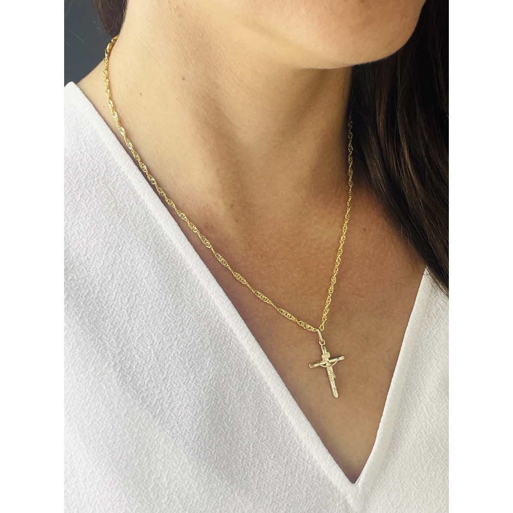 Goldanhänger Kettenanhänger Gold Anhänger Kreuz mit Jesus Goldkreuz Erstkommunion Gelbgold