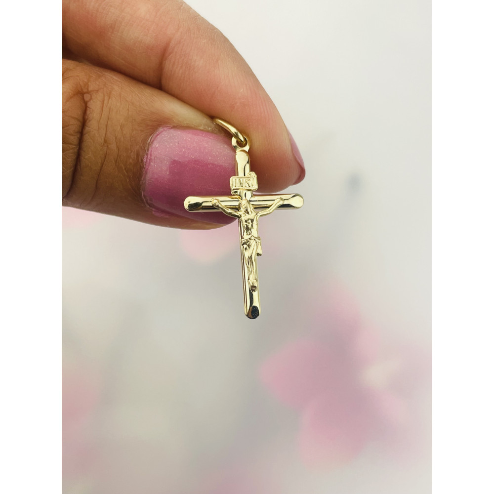 Goldanhänger Kettenanhänger Gold Anhänger Kreuz mit Jesus Goldkreuz Erstkommunion Gelbgold