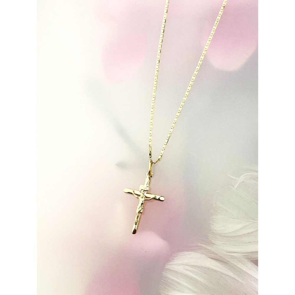 Goldanhänger Kettenanhänger Gold Anhänger Kreuz mit Jesus Goldkreuz Erstkommunion Gelbgold