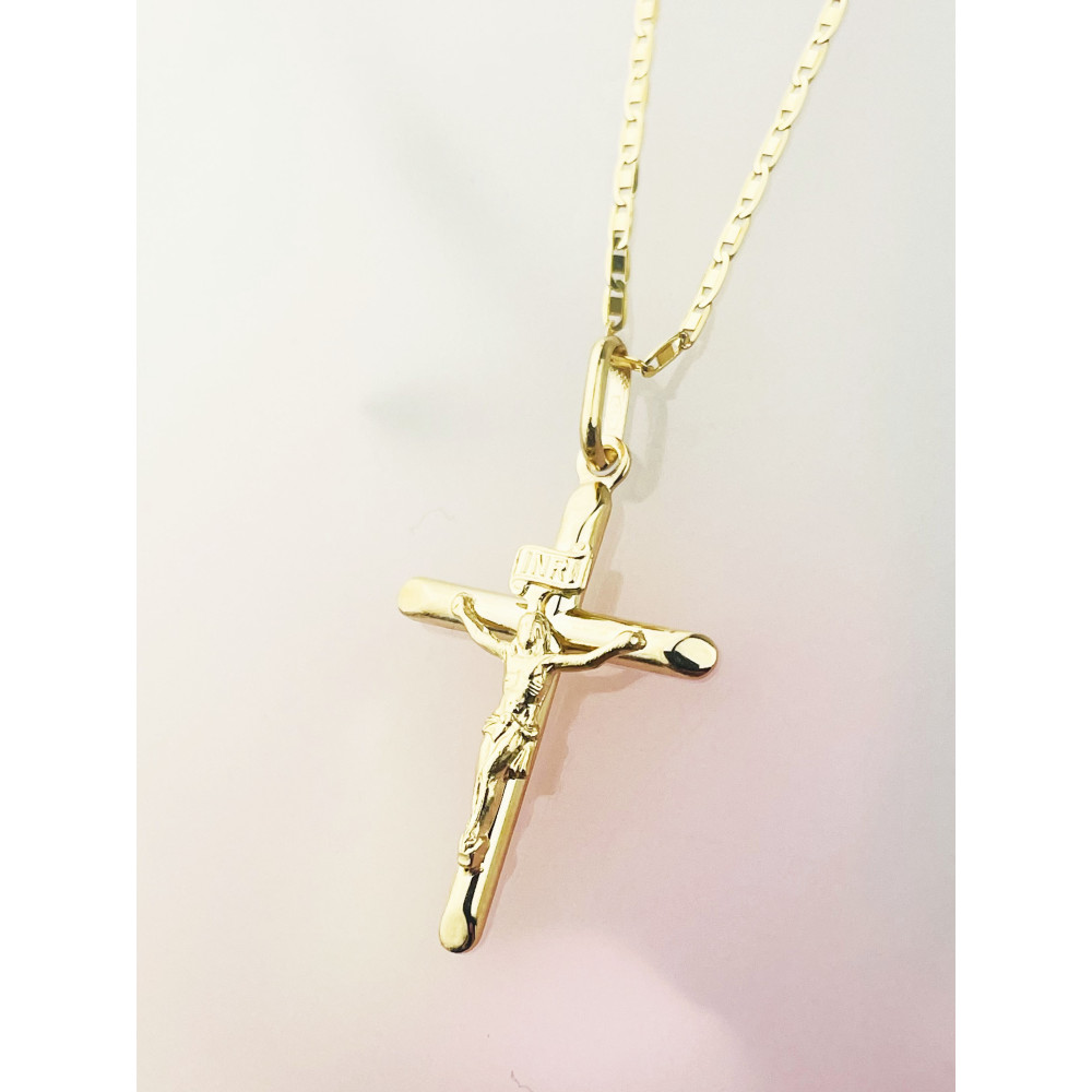 Goldanhänger Kettenanhänger Gold Anhänger Kreuz mit Jesus Goldkreuz Erstkommunion Gelbgold