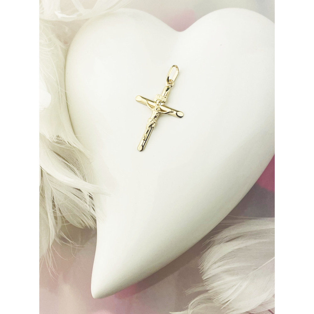 Goldanhänger Kettenanhänger Gold Anhänger Kreuz mit Jesus Goldkreuz Erstkommunion Gelbgold