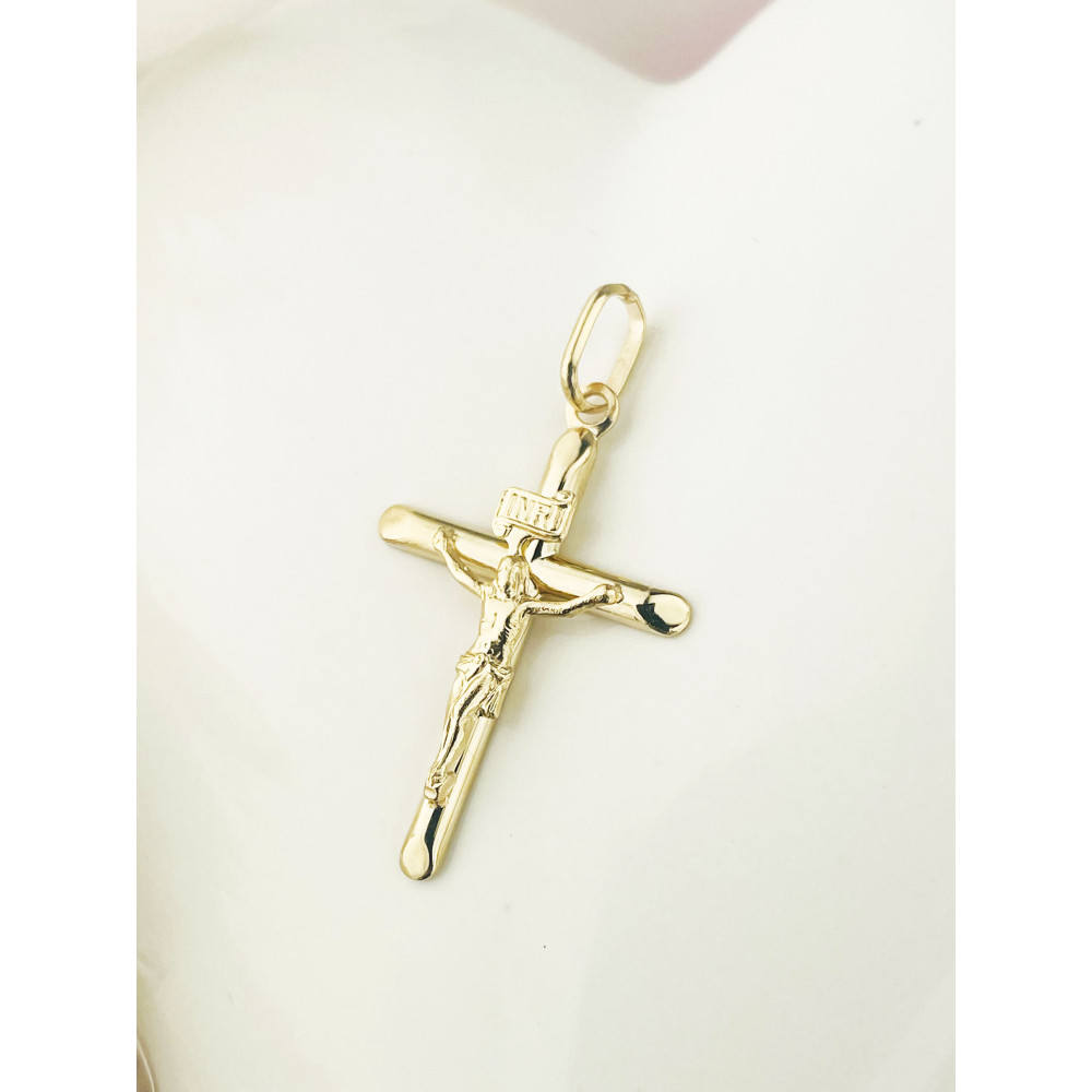 Goldanhänger Kettenanhänger Gold Anhänger Kreuz mit Jesus Goldkreuz Erstkommunion Gelbgold