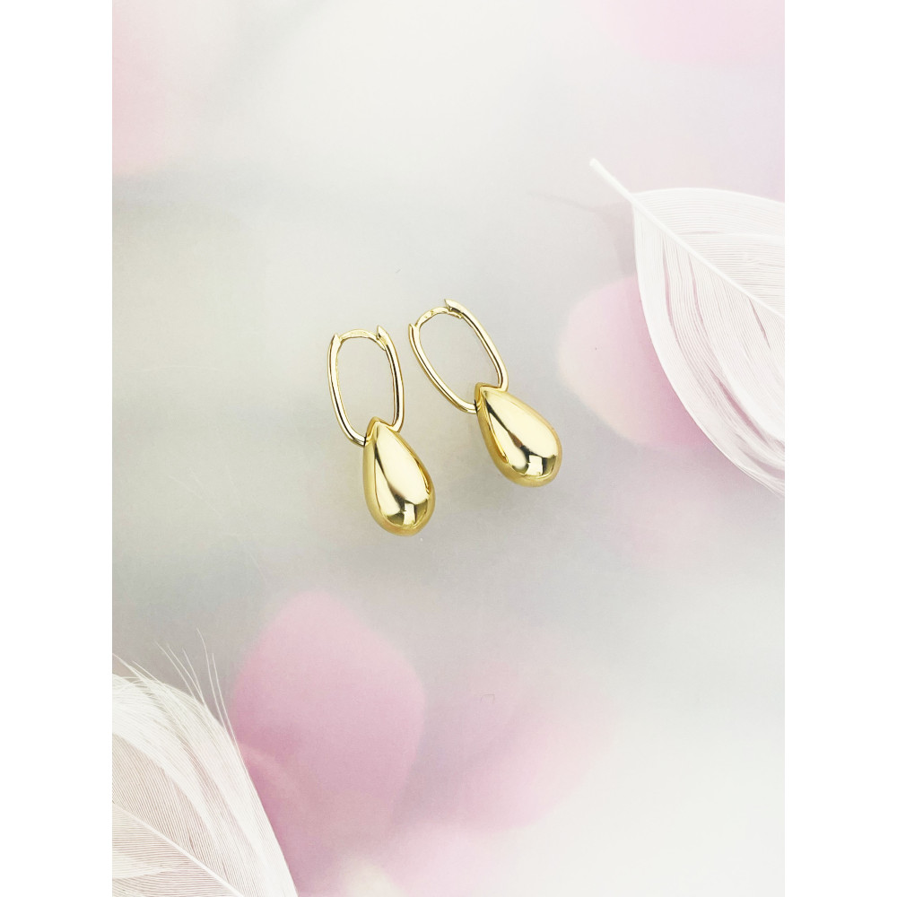 Träne Gold Ohrringe Ohrhänger Ohrstecker Ohrschmuck Paar Gelbgold 585er 14KT