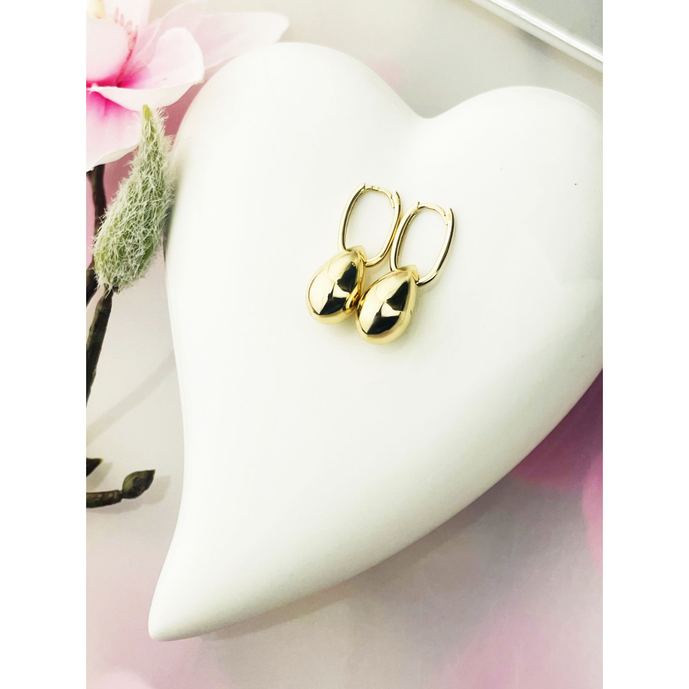 Träne Gold Ohrringe Ohrhänger Ohrstecker Ohrschmuck Paar Gelbgold 585er 14KT