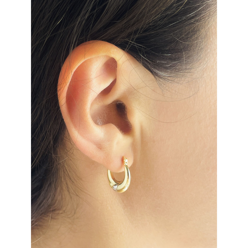 Kreis Creolen Ohrringe Ohrhänger Ohrstecker Ohrschmuck Paar Gelbgold 585er 14KT