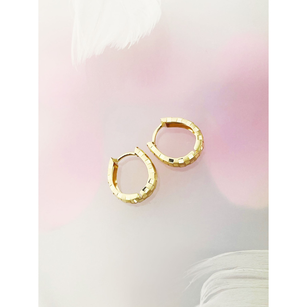 Złote kolczyki koła kółeczka zdobione matowe