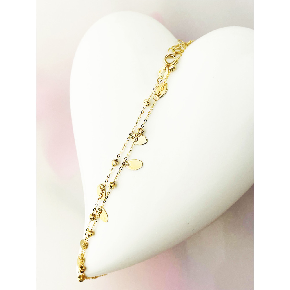 Blätter Damen Fußkettchen Bein Gelbgold Gold 585er 14KT