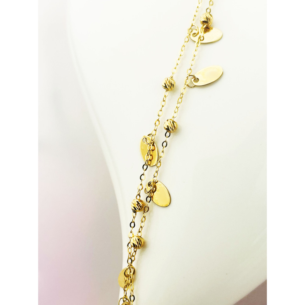 Blätter Damen Fußkettchen Bein Gelbgold Gold 585er 14KT