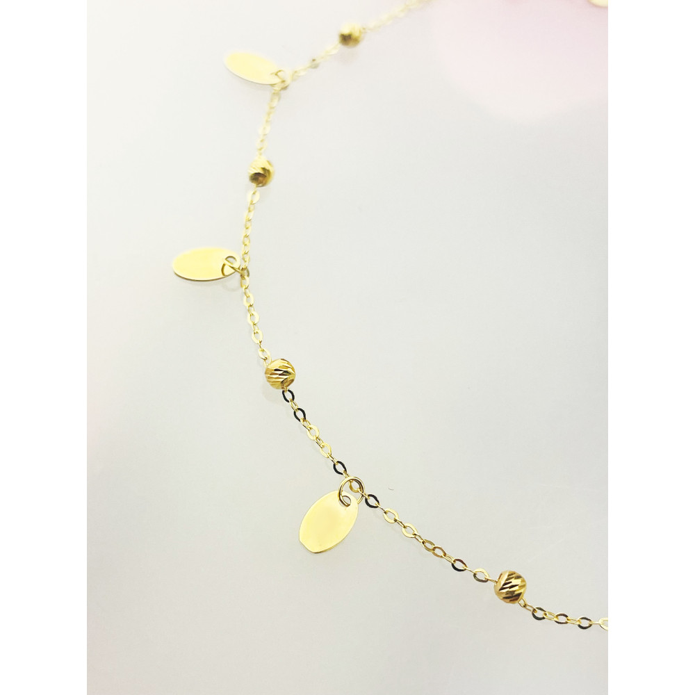 Blätter Damen Fußkettchen Bein Gelbgold Gold 585er 14KT