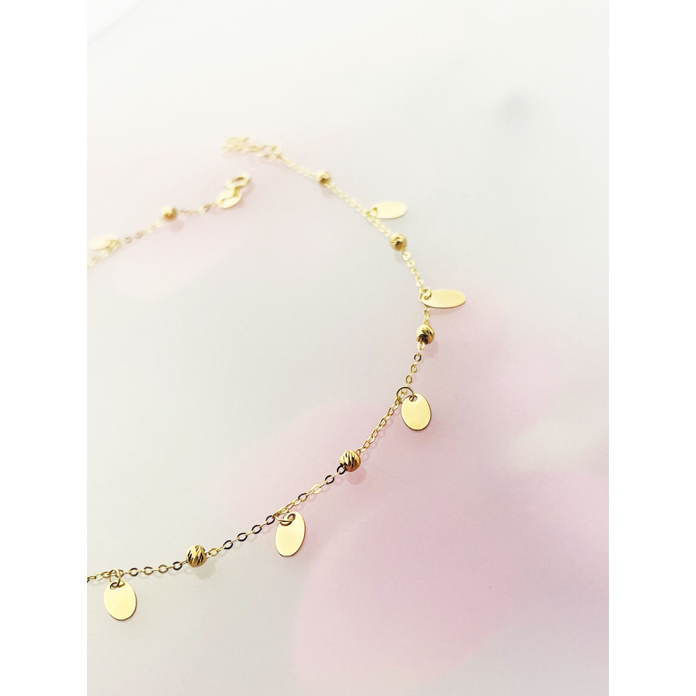 Blätter Damen Fußkettchen Bein Gelbgold Gold 585er 14KT