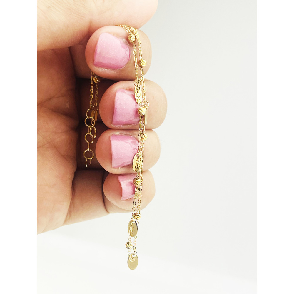 Blätter Damen Fußkettchen Bein Gelbgold Gold 585er 14KT