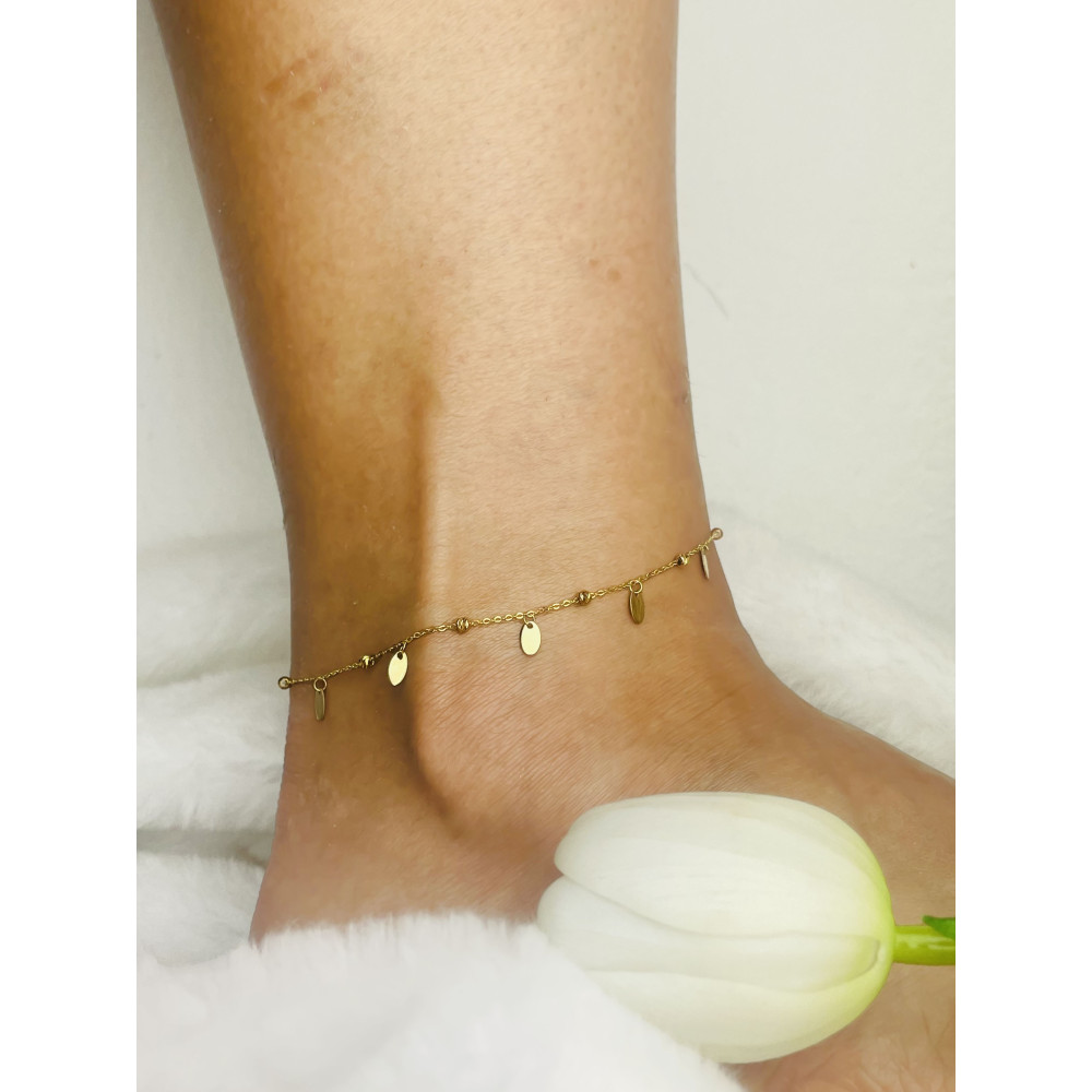 Blätter Damen Fußkettchen Bein Gelbgold Gold 585er 14KT