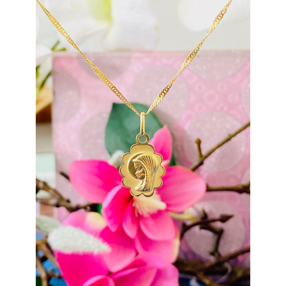 Złoty Medalik Zawieszka Matka Boska Fatimska