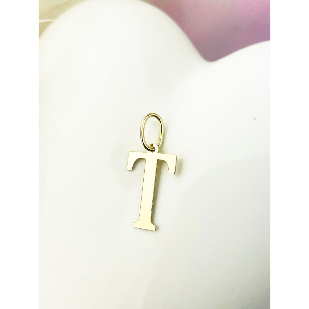 Anhänger Buchstabe T Kettenanhänger Goldanhänger 14KT Gelbgold