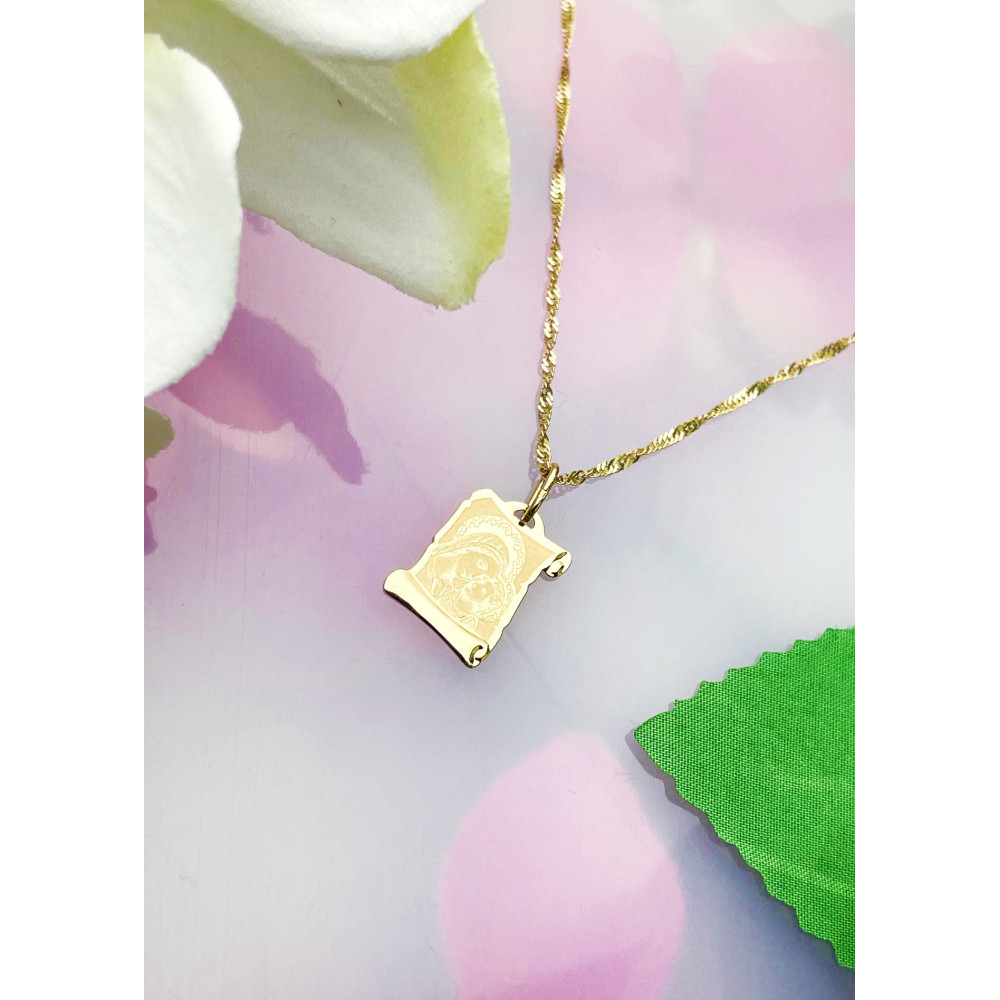 Anhänger Jesus Christus Madonna Maria mit Jesuskind Kettenanhänger Gelbgold