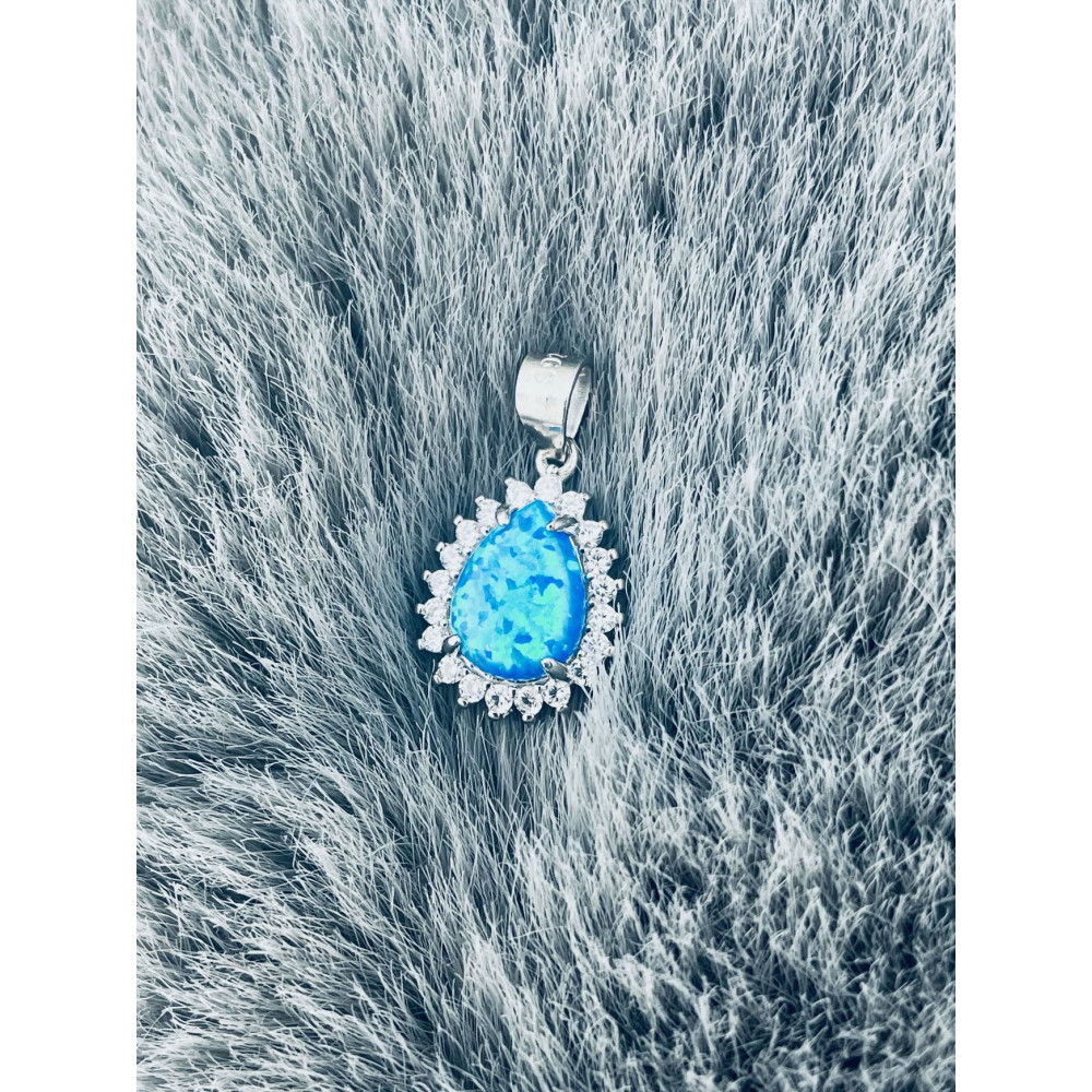 Träne 925 Silber Damen Medaillon Anhänger mit Opal und Zirkonia