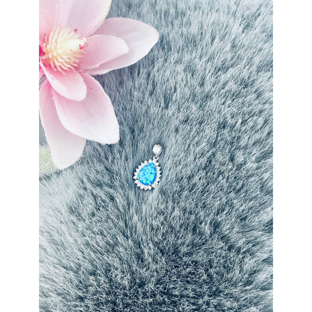 Träne 925 Silber Damen Medaillon Anhänger mit Opal und Zirkonia