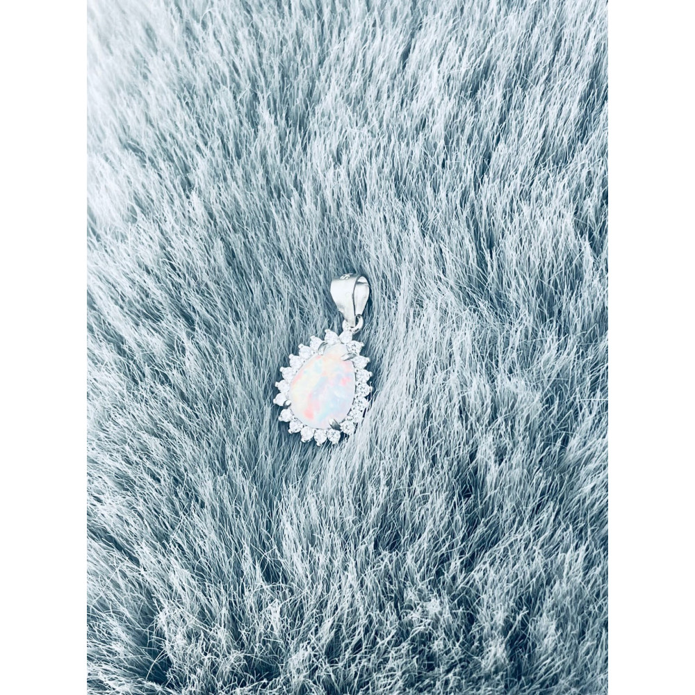 Träne 925 Silber Damen Medaillon Anhänger mit Opal und Zirkonia