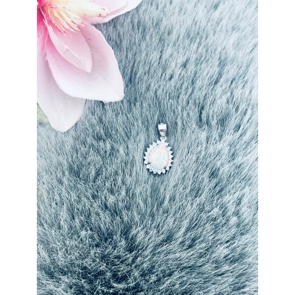 Träne 925 Silber Damen Medaillon Anhänger mit Opal und Zirkonia
