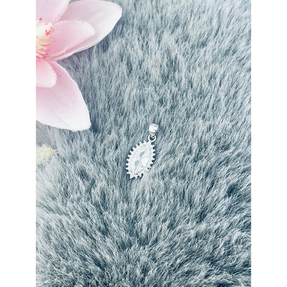 Katzenauge 925 Silber Damen Medaillon Anhänger mit Zirkonia