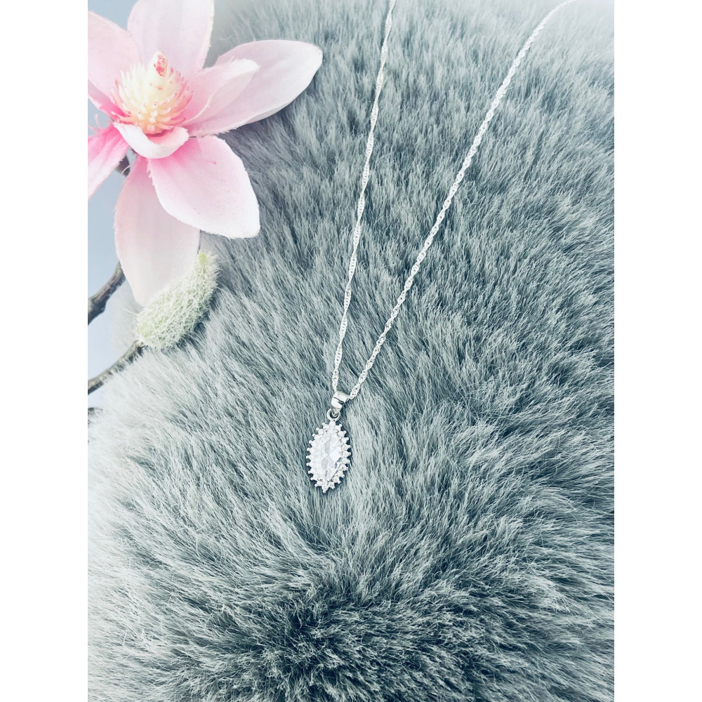 Katzenauge 925 Silber Damen Medaillon Anhänger mit Zirkonia