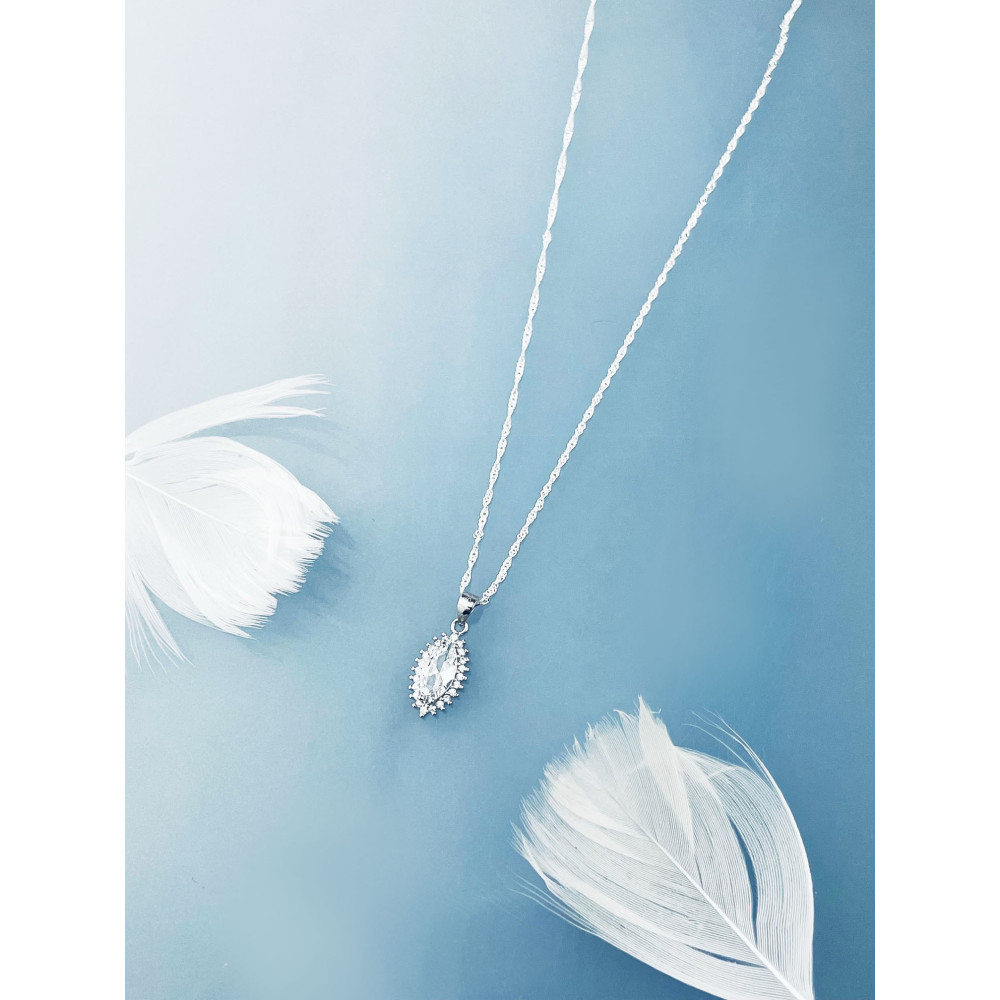 Katzenauge 925 Silber Damen Medaillon Anhänger mit Zirkonia