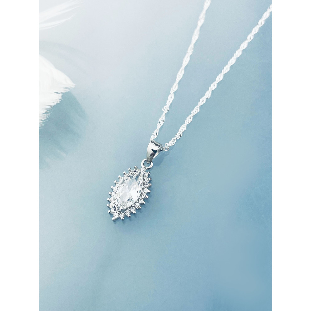 Katzenauge 925 Silber Damen Medaillon Anhänger mit Zirkonia